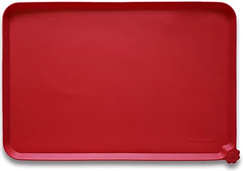 Hoki Found Large Silicone Non-Slip Pet Dog Cat Bowl Mats - Waterproof Dog Cat Food Mats - Classic Red by Hoki+Found
