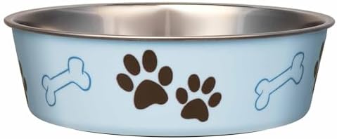 Loving Pets Bella Dog Bowls- Stainless Steel Dog & Cat Bowls - Spill Proof Dog Food Bowl, Cat Bowl, Puppy Essentials & Pet Supplies Great for Home & Travel (Medium 20-35 lbs, Murano Blue) by Loving+Pets