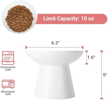 CEEFU 2-Pack Extra Wide Elevated Ceramic 6.2" Shallow Cat Food Bowls - Image 2