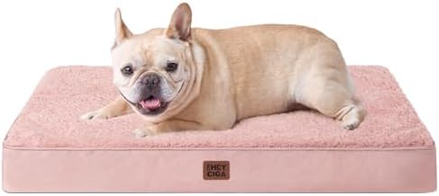 EHEYCIGA Orthopedic Dog Bed with Removable Washable Cover, Pink, 30x20 by EHEYCIGA