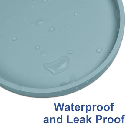 Arespark Pet Silicone Food Mat, 6in x 6in Set of 4 Nonslip Waterproof Feeding Bowl Mat with Raised Edges for Food and Water Prevent Spills, Round Eating Tray for Dog Cat Puppy Kitten (Light Blue) - Image 6
