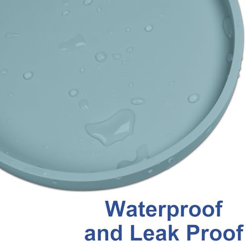 Arespark Pet Silicone Food Mat, 6in x 6in Set of 2 Nonslip Waterproof Feeding Bowl Mat with Raised Edges for Food and Water Prevent Spills, Round Eating Tray for Dog Cat Puppy Kitten (Light Blue) - Image 6