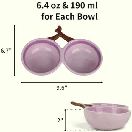 10° Tilted Ceramic Cat Bowls Set - Elevated Food & Water Dishes, Ergonomic Design for Easy Feeding for Cats, Kittens & Small Dogs, 9.4" x 5.1" x 2.3" (Purple) - Image 6