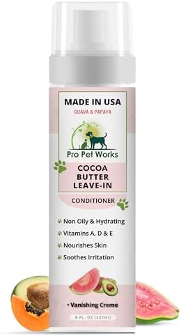 Pro Pet Works 5 in 1 Cocoa Butter Leave-in Dog Conditioner Lotion for Dogs & Cats-Hot Spot Cream/Balm for Allergies, dermatosis, Paw Fungus Or Itchy Skin-Heals Small Cuts & Abrasions[Made in USA] by ProPetWorks