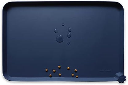 Hoki Found Silicone Pet Food Mats Tray - High-Lips Pet Dog Cat Bowl Mats - Dog Pet Cat Feeding Mat - Waterproof Dog Cat Food Mats -Pet Water Mats for Floors - French Navy by Hoki+Found