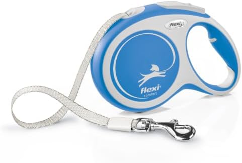 Flexi New Comfort Tape Grey & Blue Large 8m Retractable Dog Leash/Lead for Dogs up to 50kgs/110lbs by Flexi