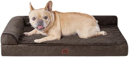 EHEYCIGA Orthopedic Dog Bed Medium Size Dogs, Memory Foam Dog Bed with Washable Removable Cover, Waterproof Pet Sofa Couch for Crate with Nonskid Bottom, 30x20x6,Brown by EHEYCIGA