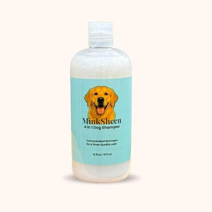 Minksheen Dog Grooming Shampoo and Conditioner, Concentrated 16 oz, Makes up to one Gallon Ready to use Shampoo, Natural Itch Relief for Pets, PH Balanced, Works Like a Cedar Bed, Made in USA
