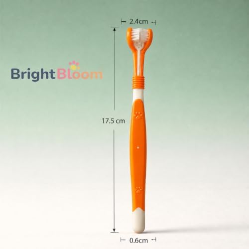 Triple Head Dog Toothbrush- 3- Sided Pet Toothbrush for Faster Cleaning, Helps Reduce Plaque & Bad Breath, Easy to Use Dog Dental Care Tool for Medium &Large Dogs. (Orange) - Image 3