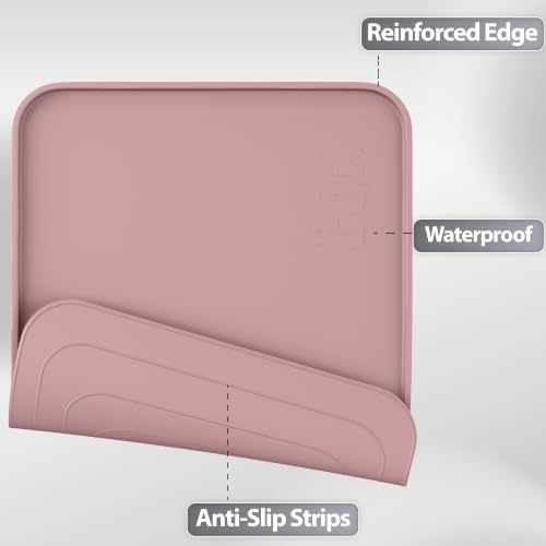 Silicone Dog Cat Food Mat Extra Thick Raised Edge, 20"x14" Dusty Rose - Image 6
