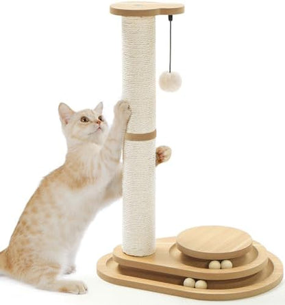 Made4Pets Cat Scratching Post for Indoor Cats with Ball Track 23.4" by Made4Pets