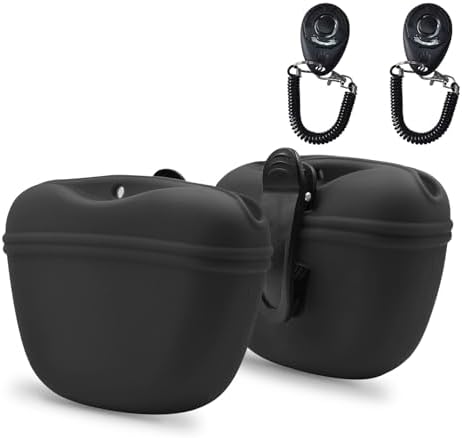 AUDWUD Silicone Dog Treat Pouch with Clicker Magnetic Closure Secure Clip by AUDWUD