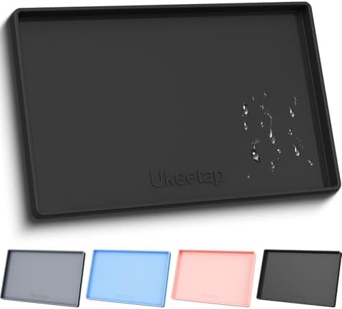 19" x 12" Extra Thick Silicone Mat Waterproof with Raised Edge, Black by ukeetap