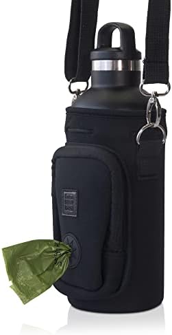 Made Easy Kit Water Bottle Carrier with Pocket for Dog Poop Waste Bags and Adjustable Padded Shoulder Strap (Large (32oz) with Bowl, Black) - Image 6