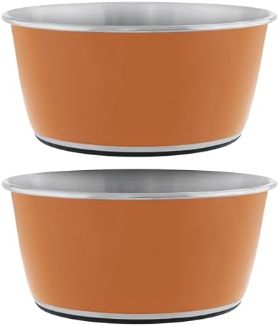 Master Pet Supply Stainless Steel Dog Bowls Set of 2 - Mango Tango - 16 Oz by MasterPetSupply