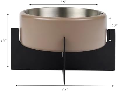 Ripple Ridge 16oz (2 Cups) Small/Medium Slanted Pet Feeder with Weighted Concrete Base and Removable Stainless Steel Bowl, Non-Slip Dishwasher Safe for Dogs, Cats, Pink DBL3001A - Image 5