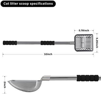 Cat Litter Scoop,Metal Long Handle Kitty Litter Coop Scooper,Heavy Duty Cats Pooper for Litter Box Pet Poop Shovel,Chicken Poop Scooper 32inch - Image 2