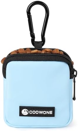 Dog Treat Pouch Pocket Sized Pet Puppy Training Pouch for Dog Training Behavior Aids, Waterproof Nylon Fabric Dog Poop Bag Holder, Hands Free Dog Walking Bag with Metal Carabiner (Blue) by COOWONE