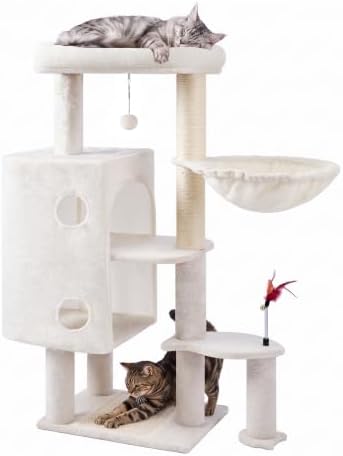 HUITREE 45in Cat Tree Tower with Big Condo for Indoor Cats,Cat Tower with Scratching Post,Scratching Board and Cat Toys,Multi-Level,Small Space,Transformer Cat Tree (336B) by HUITREE