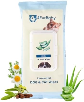 Dog Wipes for Paws and Butt, Unscented, 30 Count by 4FurBaby