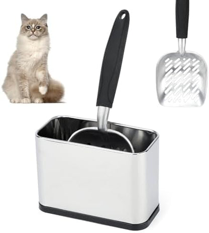 Metal Litter Scoop with Holder, Cat Litter Scooper and Caddy Set by Midollarle