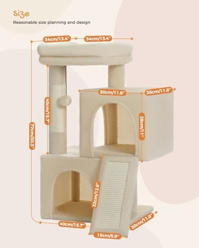PAWZ Road 30" Cat Tower, Small Cat Tree with 2 Condos for Indoor Cats - Image 5