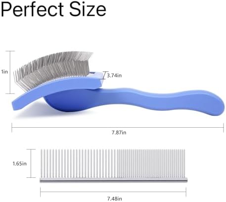 3PCS Slicker Brush for Dogs & Pet Comb,Professional Dog Grooming Brush (Goldendoodles,Poodles,Labradoodles) with Extra Long Pins to Effectively Remove Tangles, Knots,Mats Hair Collection Bottle (Blue) - Image 3