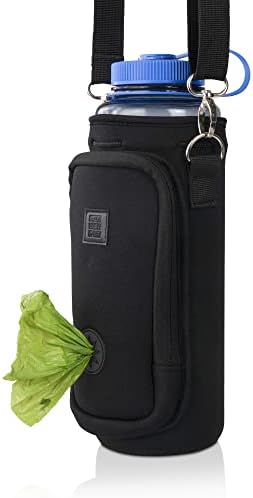 Made Easy Kit Water Bottle Carrier with Pocket for Dog Poop Waste Bags and Adjustable Padded Shoulder Strap (Tall & Large (40oz) with Bowl, Black) - Image 6
