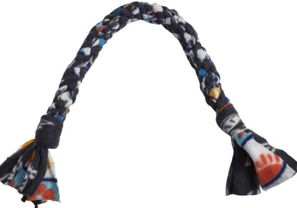 Dog Puppy Tug Pull Toy Rope Play Durable Interactive Entertaining Heavy Duty Fleece Square Braid (Grey)