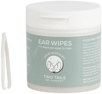 Two Tails Dog Ear Wipes, Gentle Cleaner, 100 Disposable Wipes by TwoTailsPetCompany