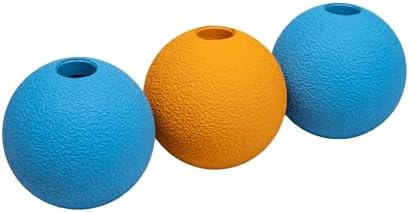 Amazon Basics Interactive Bouncy Durable Rubber Dog Toy Balls, 2.5 inch, Blue, Orange, Pack of 3 by AmazonBasics