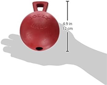 Jolly Pets Tug-n-Toss Heavy Duty Dog Toy Ball with Handle, 4 Inches/Petite, Red - Image 3