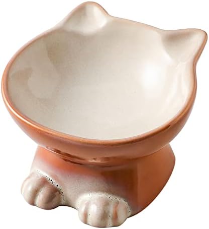 Nihow Elevated Cat Bowls,5 Inch Ceramic Raised Cat Food Bowl for Feeding by Nihow