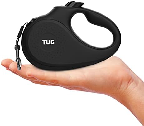 TUG Monochrome Tiny 360° Tangle-Free Retractable Dog Leash | Cat Leash | 10 ft Strong Nylon Tape (Tiny, Black) by TUG