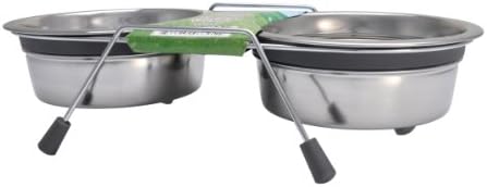 Loving Pets Silent Double Diner Pet Bowl, 2-Quart, Grey by Loving+Pets