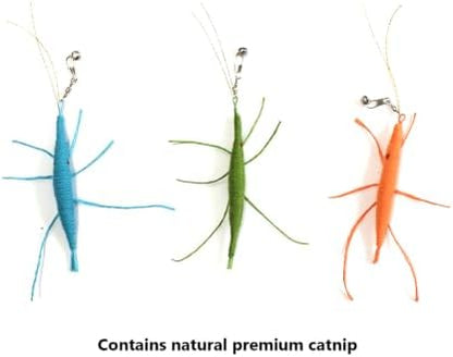 IUHKBH Shrimp Cat Toy Attachments, 3 PCS Simulation Insects Shrimp Refills Cat Toys Replacement for Indoor Cat Kitten Enrichment & Hunting - Image 3