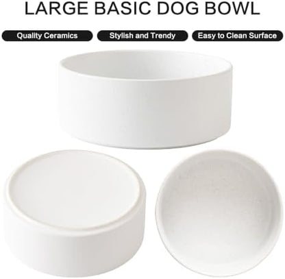 8'' Ceramic Dog Bowl - 70Oz Classic Dogs Food & Water Bowl for Medium and Large Breeds, Heavy-Duty Non-Slip Dog Dish, Food Grade Pet Bowl, Dishwasher & Microwave Safe, Speckled White - Image 2