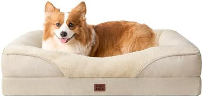 EHEYCIGA Orthopedic Dog Bed for Medium Dog, Memory Foam Dog Couch, Beige by EHEYCIGA