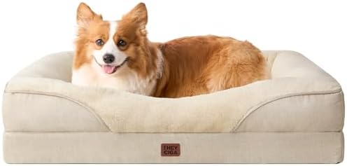 EHEYCIGA Orthopedic Dog Bed for Medium Dog, Memory Foam Dog Couch, Beige by EHEYCIGA