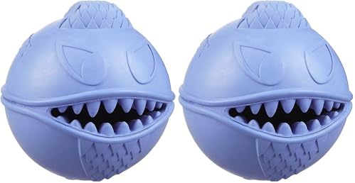 Jolly Pets Monster Ball Bouncing Dog Toy/Treat Holder, 2.5 Inches, Blue (Pack of 2) by JollyPets