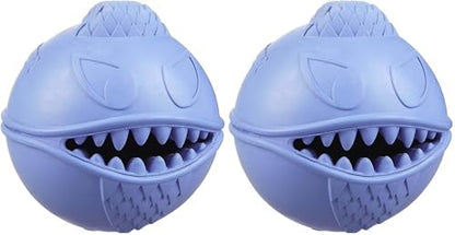 Jolly Pets Monster Ball Bouncing Dog Toy/Treat Holder, 2.5 Inches, Blue (Pack of 2) by JollyPets