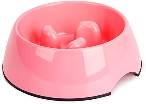SUPERDESIGN Slow Feeder Dog Bowl 1/2 Cup for Small Medium Breed - Anti-Gulping Healthy Eating Interactive Bloat Stop Alternative Non-Slip Puzzle Cat Food Bowl, Rose Red by SUPERDESIGN