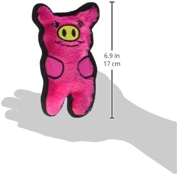 Outward Hound Durablez Minis – Squeaky Plush Dog Toy, No Stuffing for Less Mess, Interactive & Tough, Jumbo Squeaker, Puppies & Small Dogs, Pig, 6.8" (Pack of 2)