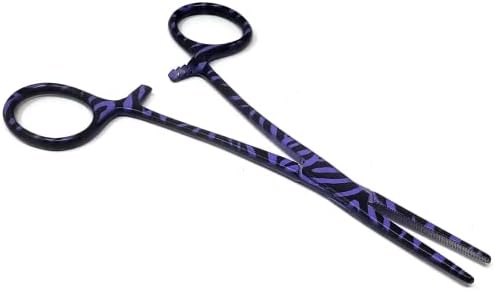 Dog Pet Ear/Nose Hair Puller Grooming Hemostat Locking Forceps Pliers, 5.5" (14cm), Straight (Purple Swirls) by A2ZSCILAB