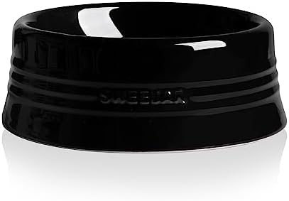 SWEEJAR Gradient Dog Bowl, Ceramic Dog Food Dish for Puppy and Large Dog, Porcelain Pet Bowl for Food and Water (Medium (18oz), Black) by Sweejarco1949