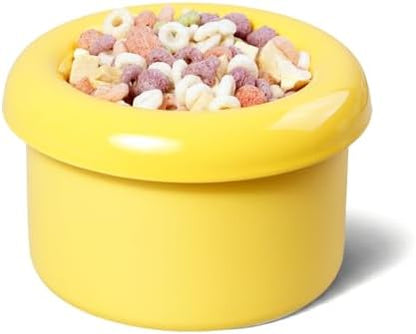 Donut Bowl Elevated Ceramic Cat Bowl with Stand, Raised Whisker-Friendly Bowl for Cats & Small Dogs, Patented Donut Design, Made in Korea (3.9" H -Yellow) by BOWLBOWL