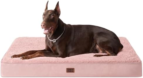 EHEYCIGA Orthopedic Dog Bed Large with Removable Washable Cover, 47IN Pink by EHEYCIGA