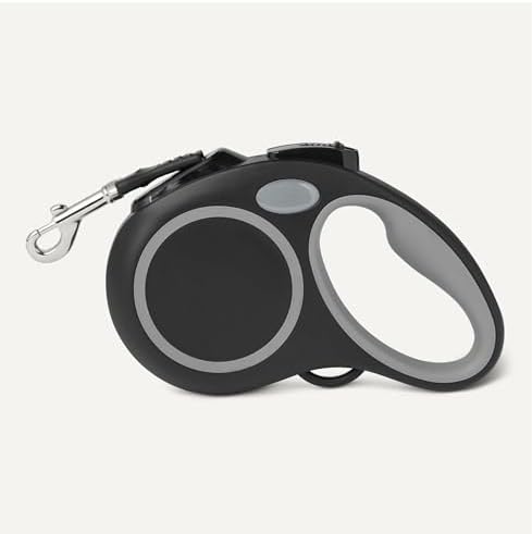 Amazon Basics Reflective Retractable Dog Leash, 16.4 Ft Tape Leash for Dogs Up to 55 Lbs, Non-Slip Comfort Grip, Quick-Lock, Medium, Black - Image 3
