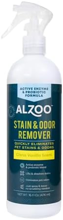 ALZOO Pet Stain & Odor Remover Spray for Dog & Cat Urine, Carpet, Furniture & Floors | Active Enzyme & Probiotic Formula | Citrus Vanilla Scent | Made in USA | 16 oz by ALZOO
