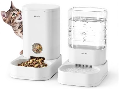 PAWGETHER® 2 Pack Gravity Cat Feeder and Water Dispenser No-Electricity 1 Gallon/3.5L Automatic Cat Feeder and Waterer Dog Water Bowl Dispenser Pet Food Dispenser Puppy Kitten Rabbits by PAWGETHER